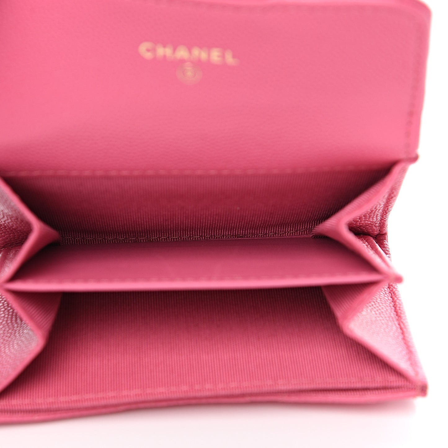 Caviar Quilted Flap Card Holder Wallet Pink