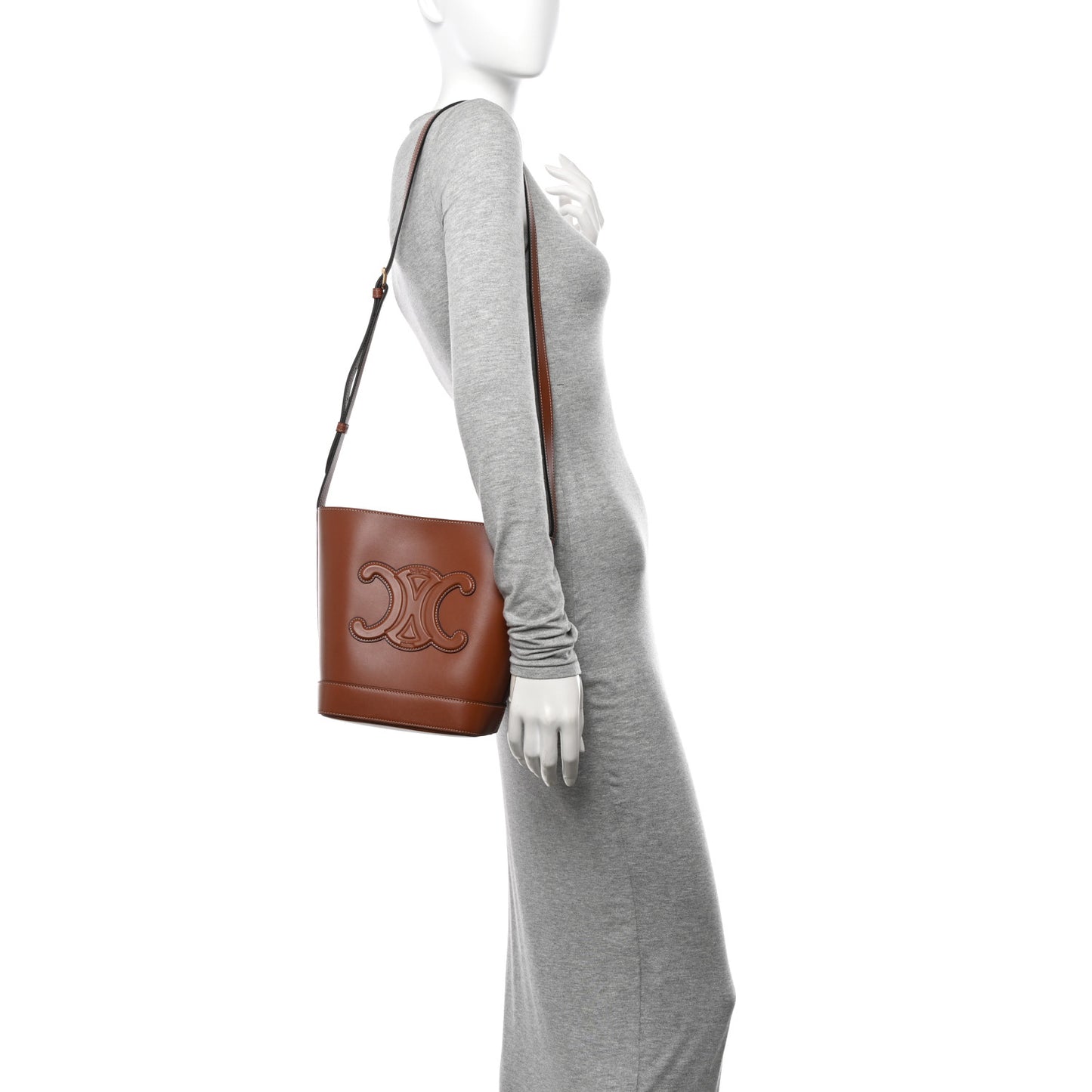 Smooth Calfskin Small Cuir Triomphe Bucket Bag Tan