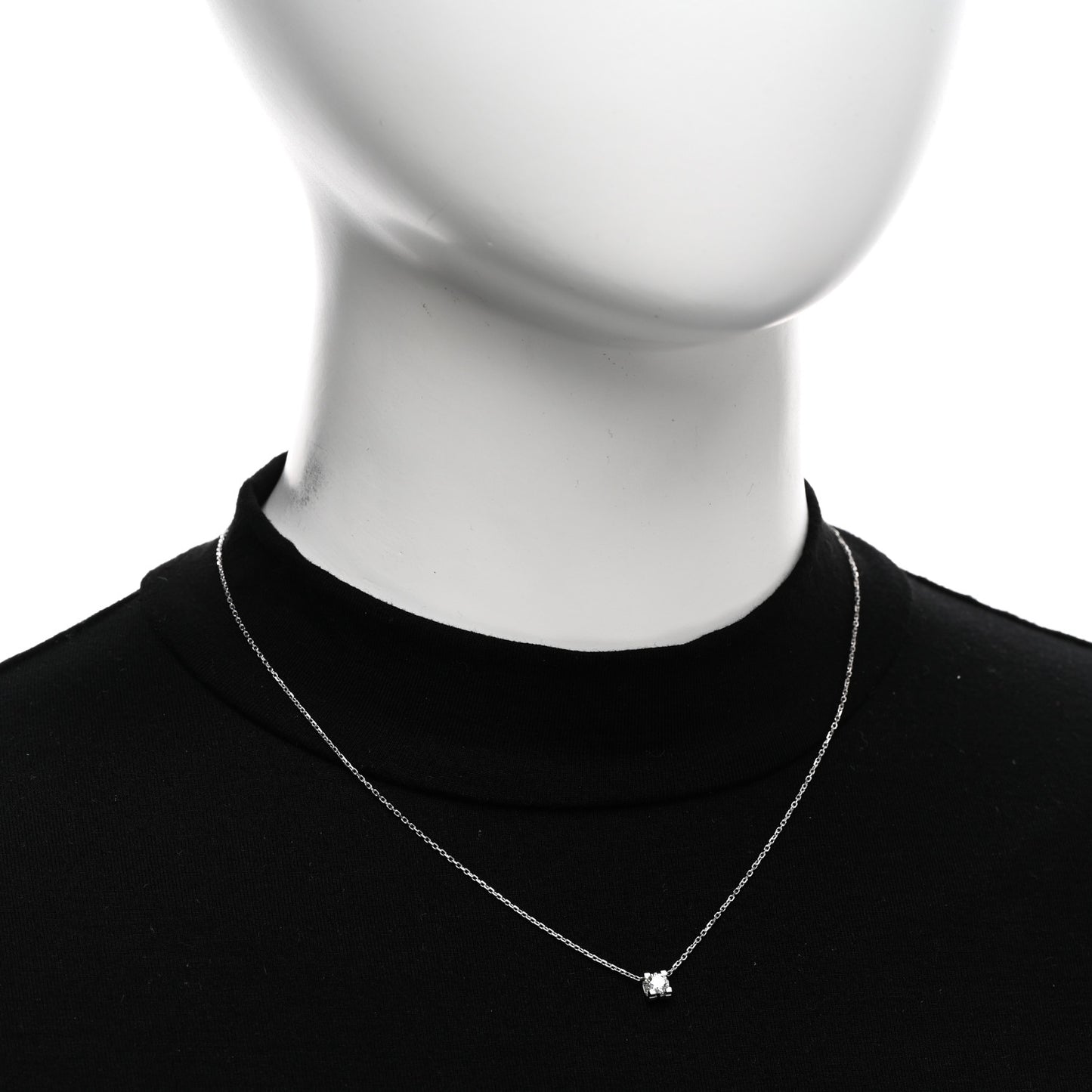 18K White Gold Diamond .27ct 1895 Solitaire Pendant Necklace