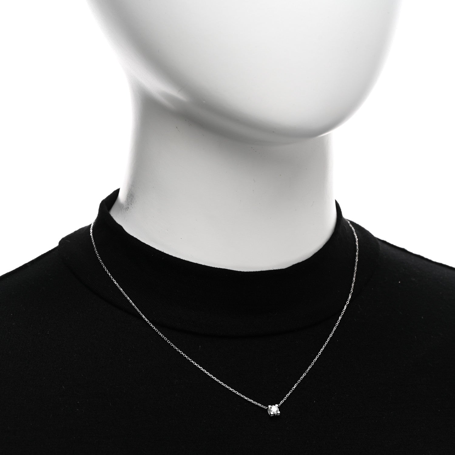 Cartier 18K White Gold Diamond .27ct 1895 Solitaire Pendant Necklace 2 of 5