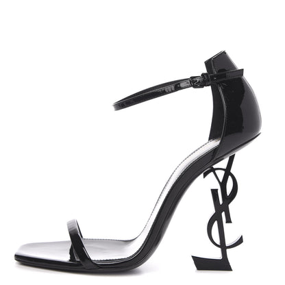 Saint Laurent Patent Calfskin Opyum 110 Sandals 38 Black 1 of 9