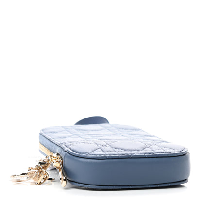 Christian Dior Lambskin Cannage Lady Dior Phone Holder Denim Blue 4 of 8