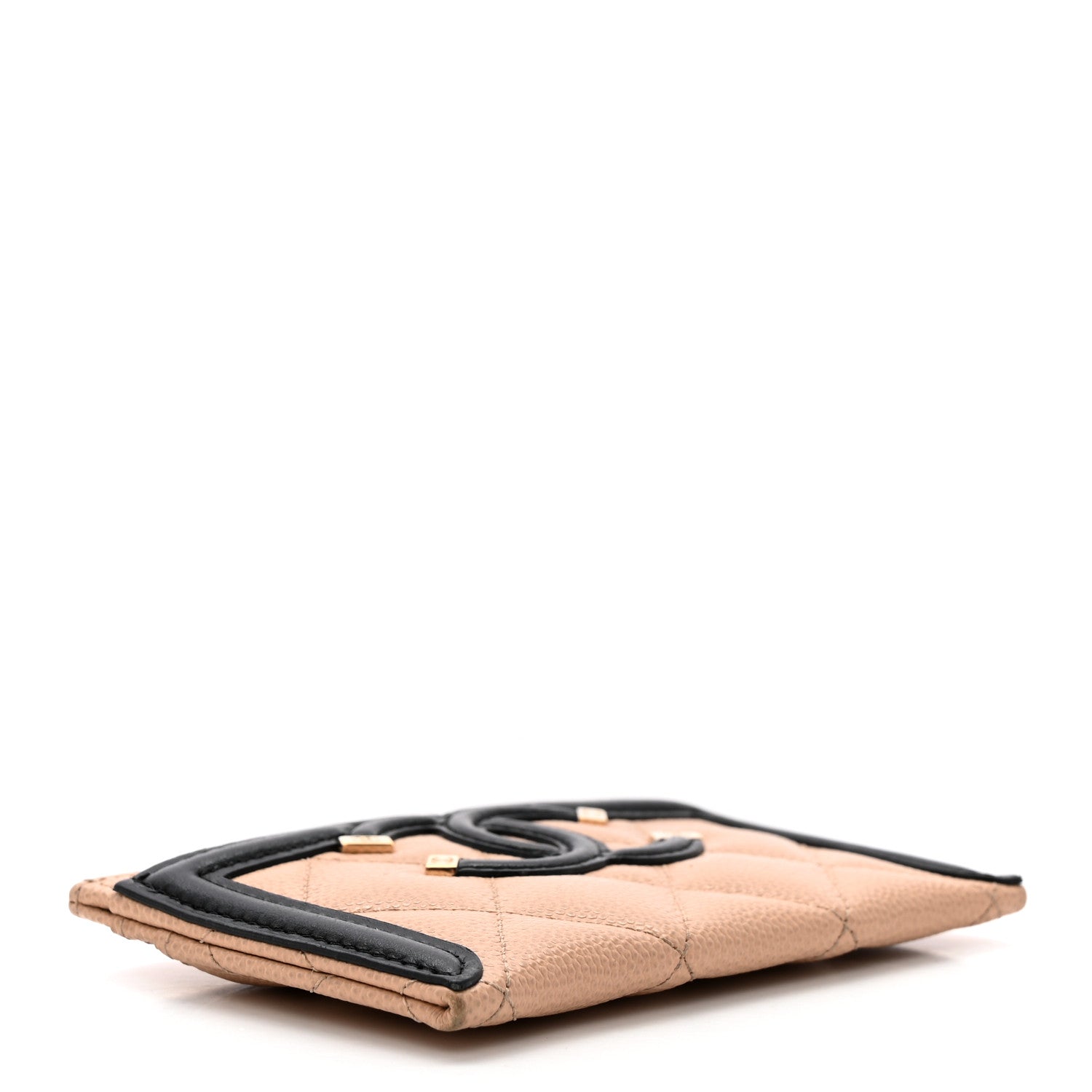 Chanel Caviar Quilted Filigree Card Holder Beige Black 4 of 13