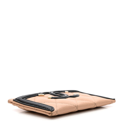 Chanel Caviar Quilted Filigree Card Holder Beige Black 4 of 13