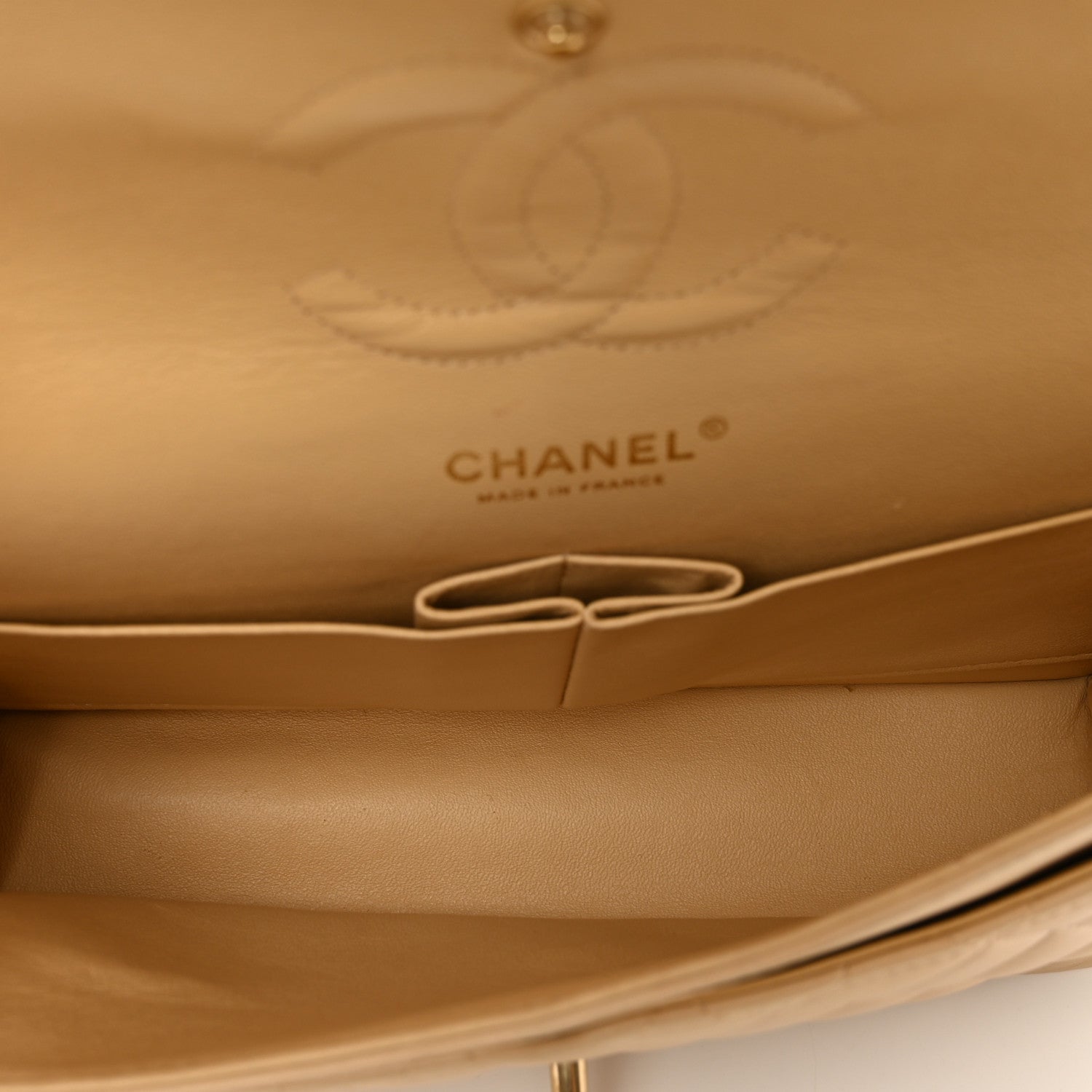Chanel Lambskin Quilted Medium Double Flap Beige 6 of 12