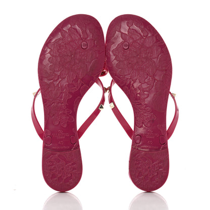 Valentino Garavani PVC Jelly Rockstud Bow Thong Sandals 40 Blossom 5 of 9