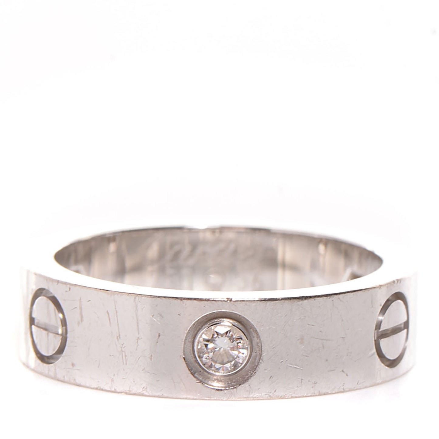 18K White Gold 3 Diamond 5.5mm LOVE Ring 56 7.5