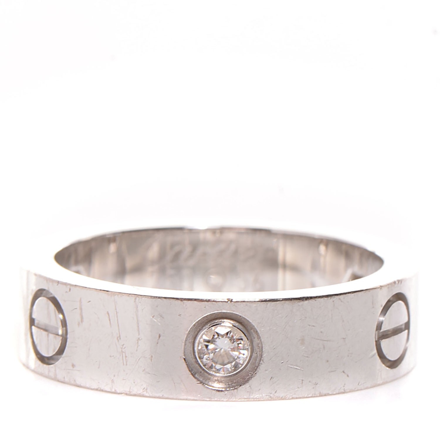 Cartier 18K White Gold 3 Diamond 5.5mm LOVE Ring 56 7.5 1 of 5