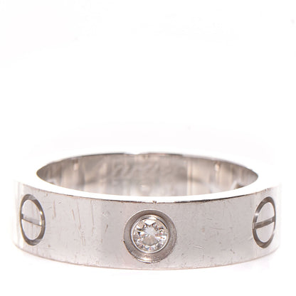 Cartier 18K White Gold 3 Diamond 5.5mm LOVE Ring 56 7.5 1 of 5