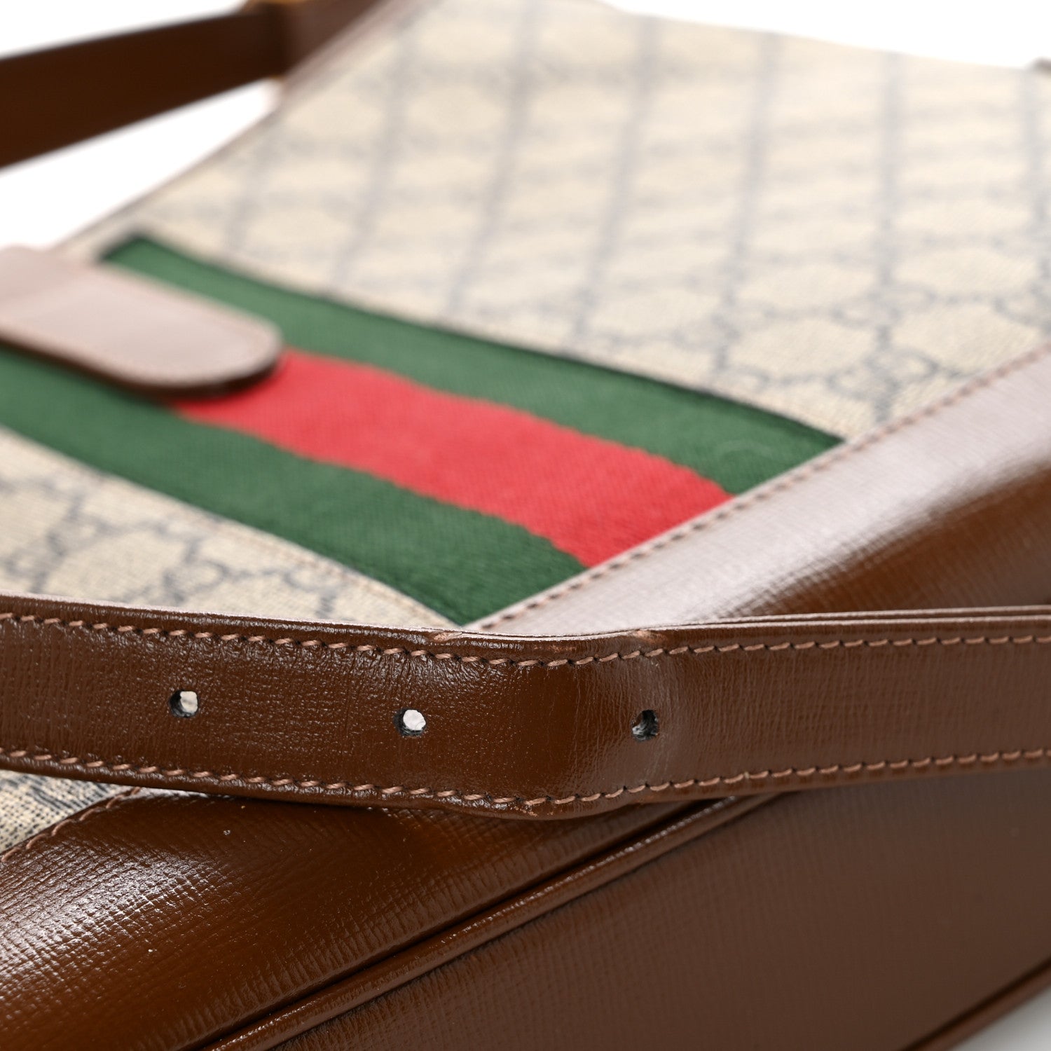 Gucci GG Supreme Monogram Azalea Calfskin Web Medium Jackie 1961 Hobo Beige Ebony Brown Sugar 13 of 14
