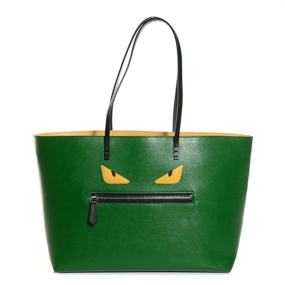 Fendi Vitello Elite Cuoio Monster Buggies Medium Roll Tote Emerald Black Multicolor Yellow 1 of 9