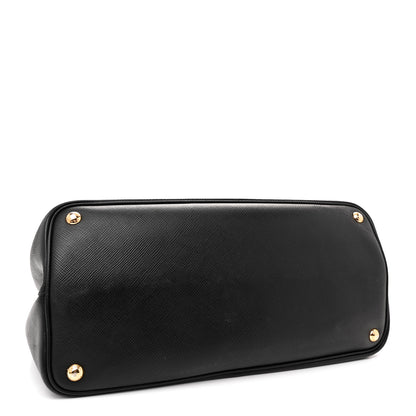 Prada Saffiano Cuir Medium Double Bag Black Fuoco 4 of 17