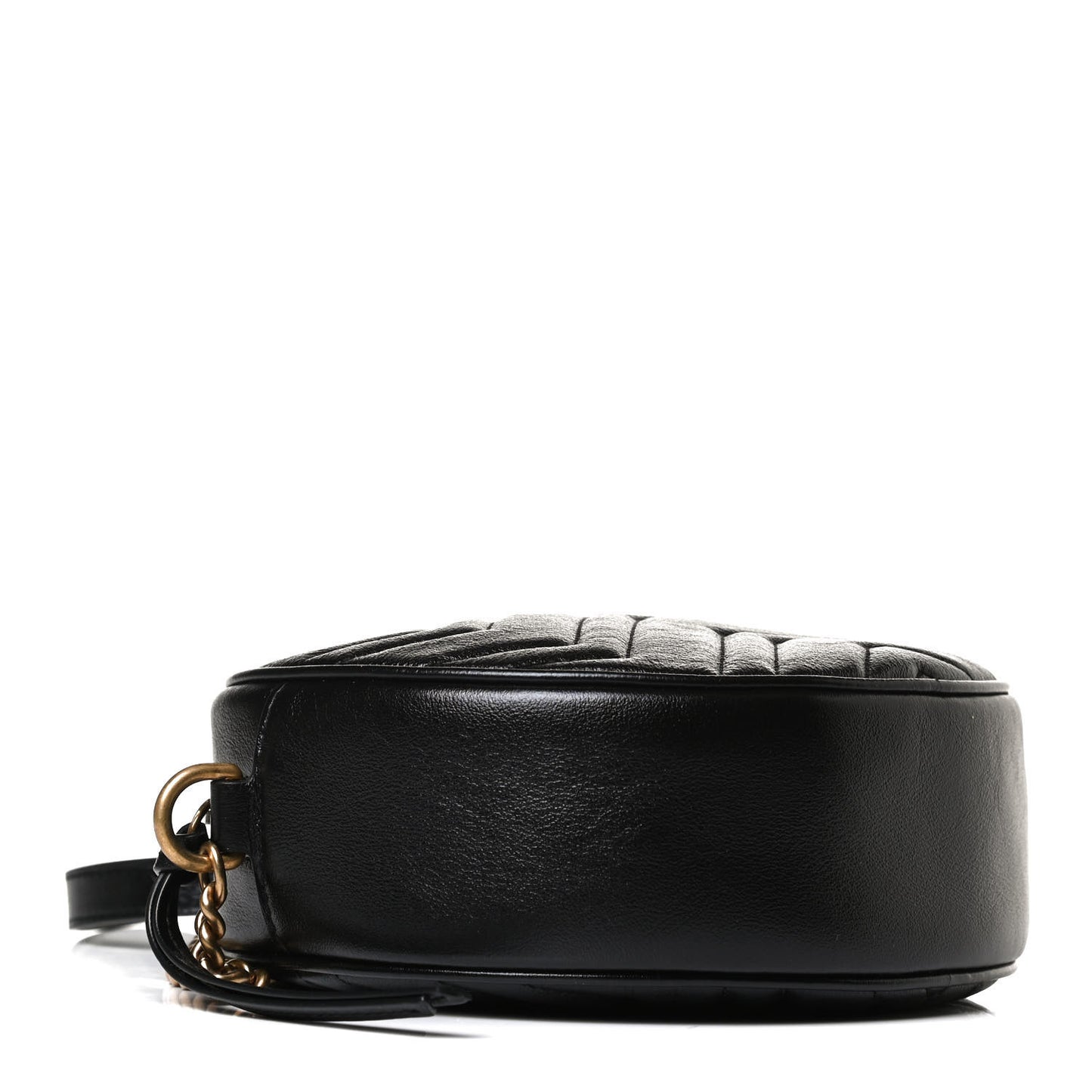 Azalea Calfskin Matelasse Heart Mini GG Marmont Round Shoulder Bag Black