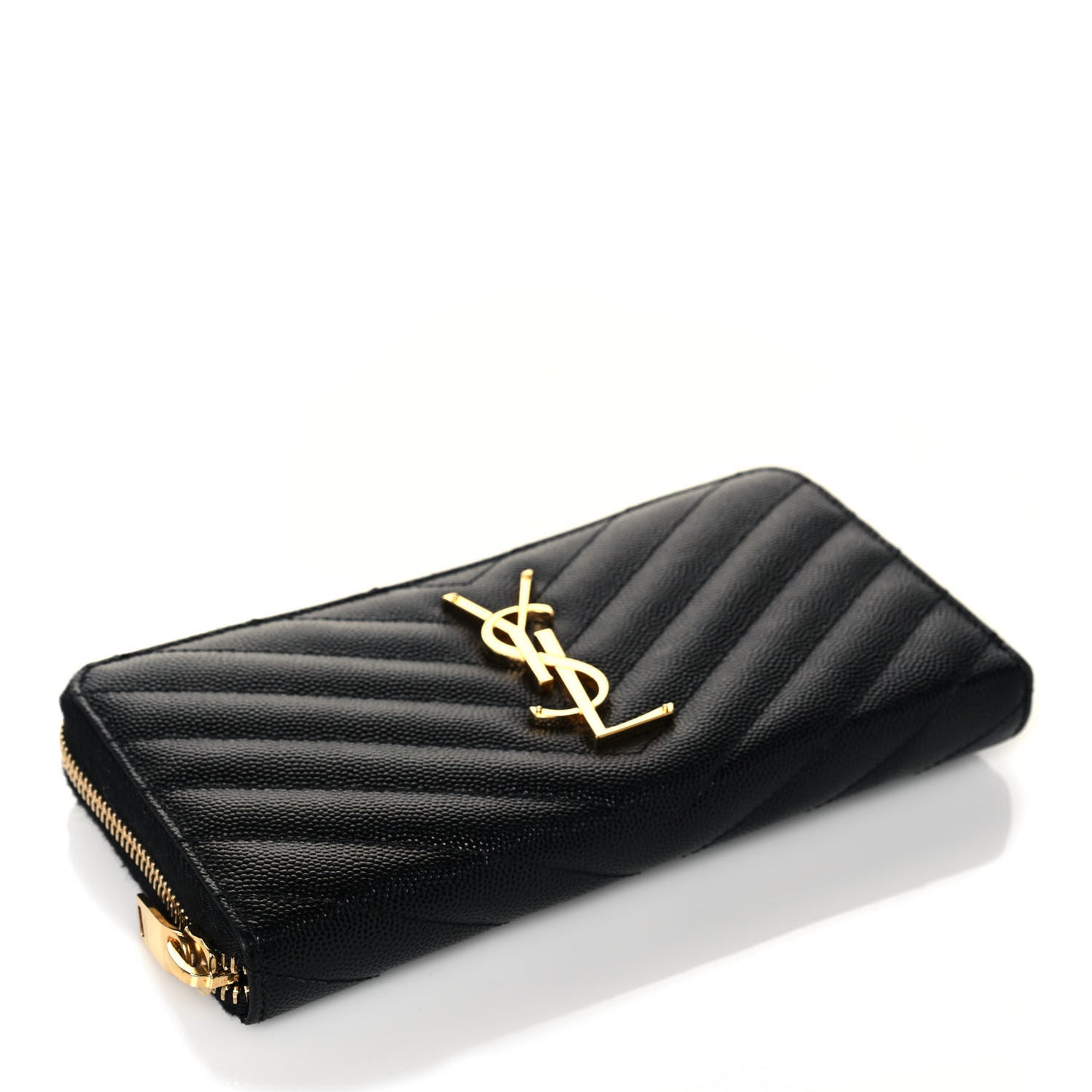 Grain De Poudre Matelasse Chevron Monogram Zip Around Wallet Black
