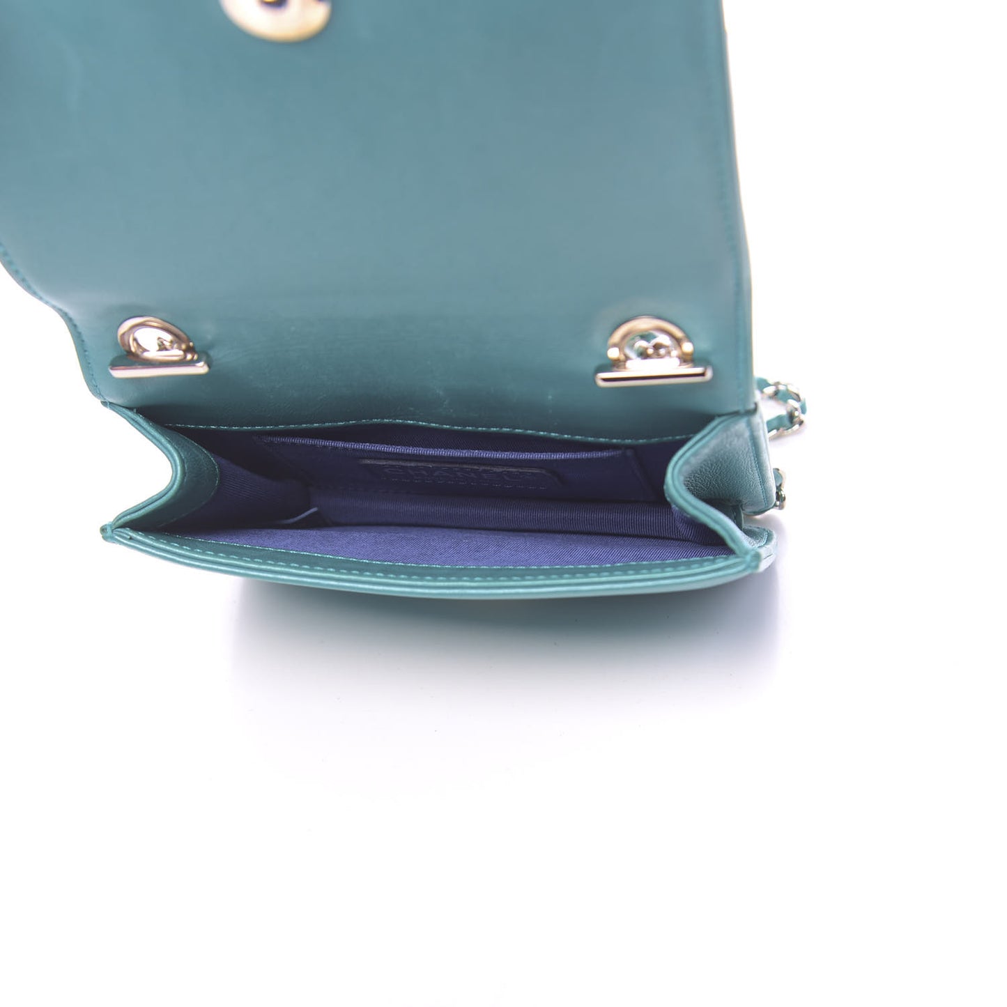 Plexiglass Patent Mini Boy Brick Flap Turquoise Navy