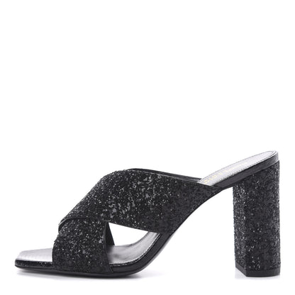Saint Laurent Glitter LouLou 95 Mules 37.5 Black 1 of 10