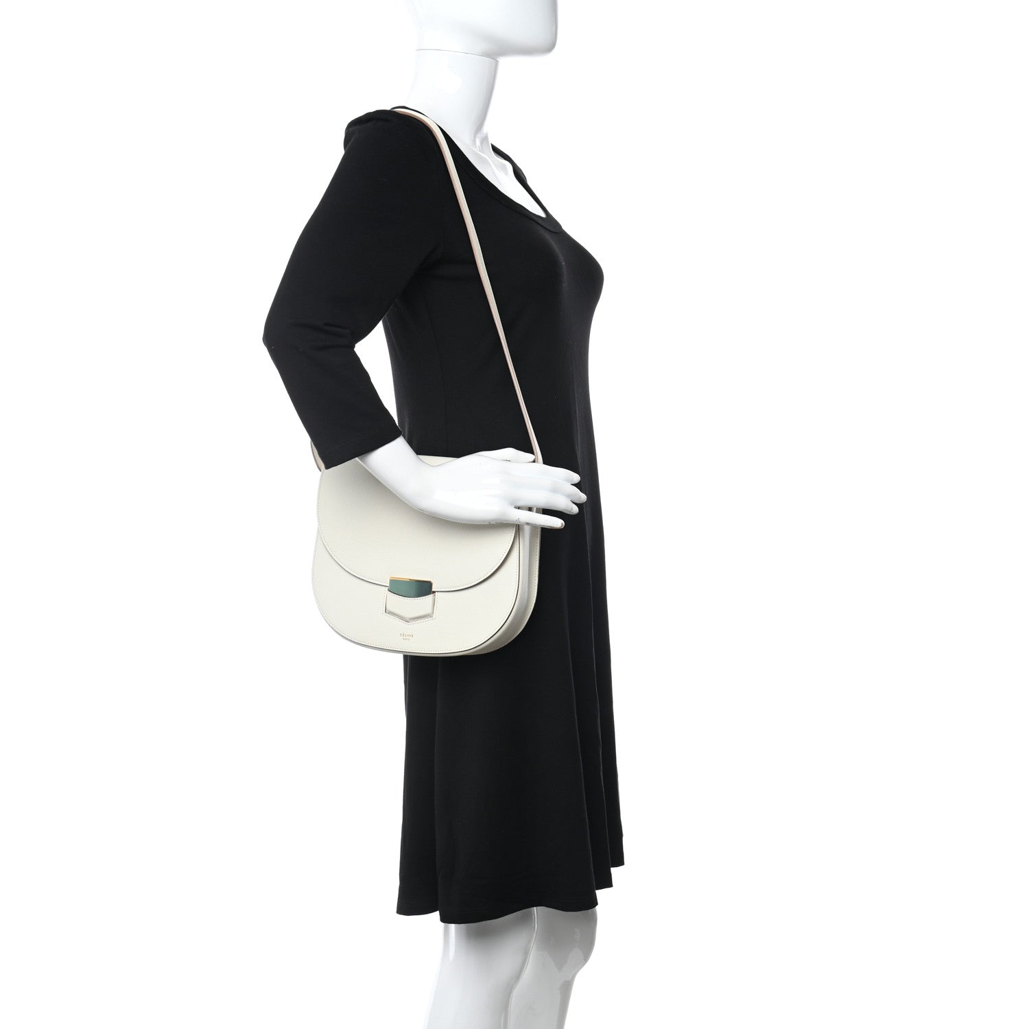 Celine Grained Calfskin Medium Trotteur White 2 of 10