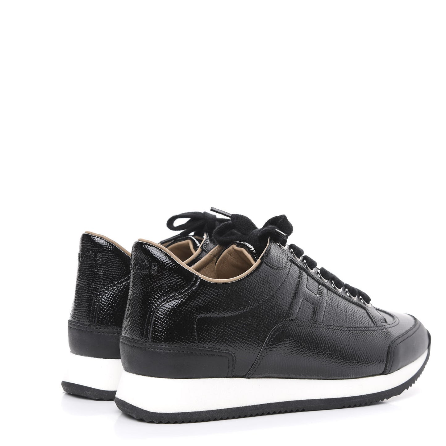 Patent Epsom Calfskin Trail Sneakers 35 Black