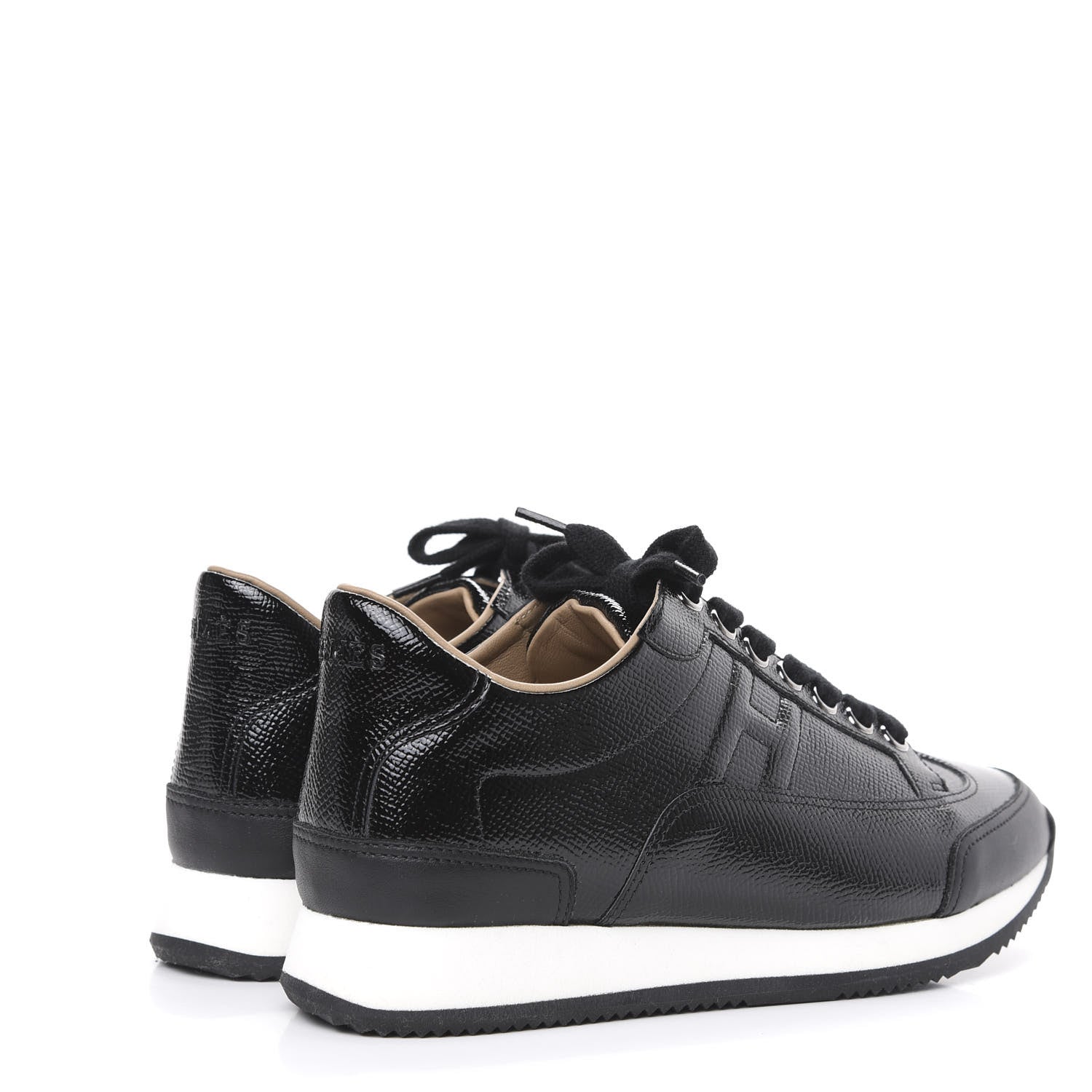 Hermes Patent Epsom Calfskin Trail Sneakers 35 Black 4 of 8