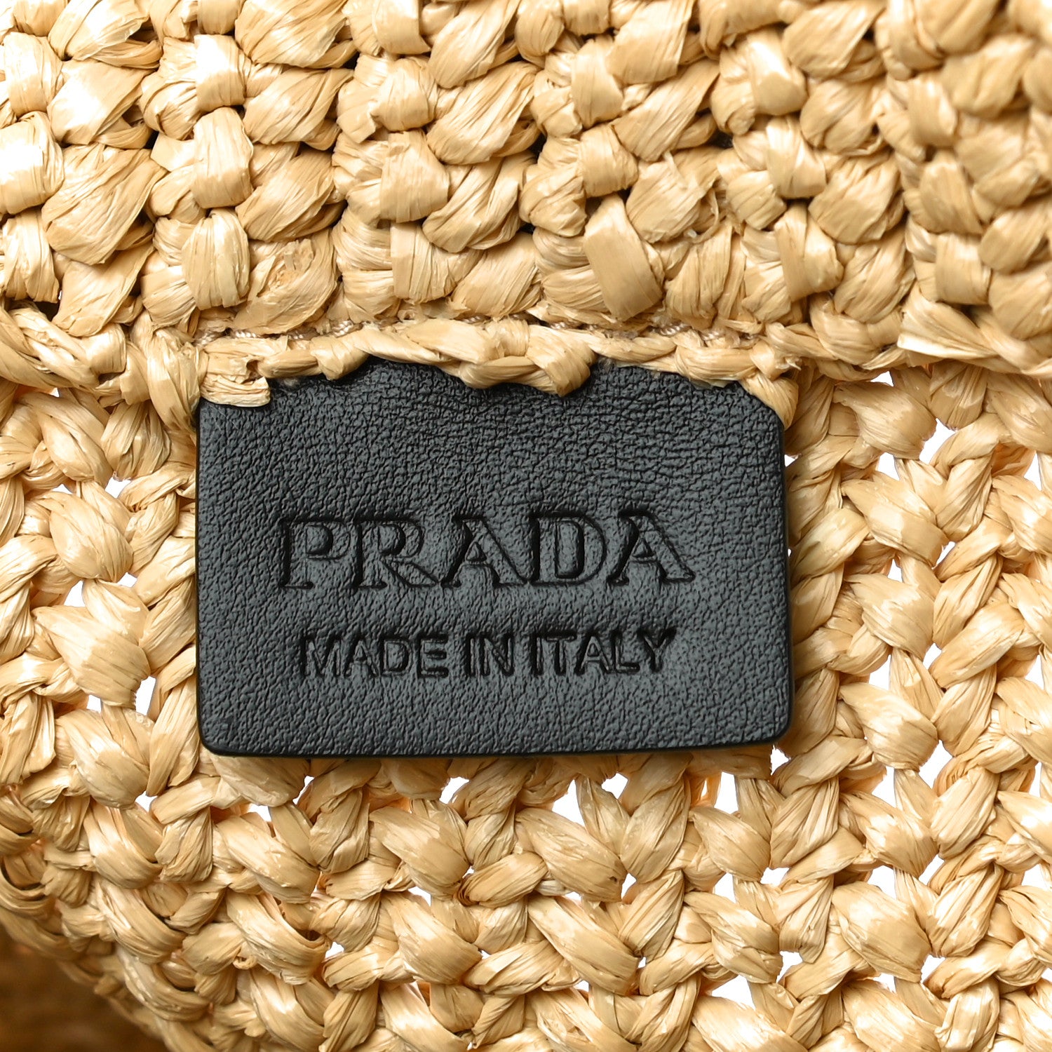 Prada Yarn Raffia Effect Crochet Embroidered Small Logo Tote Naturale 9 of 11