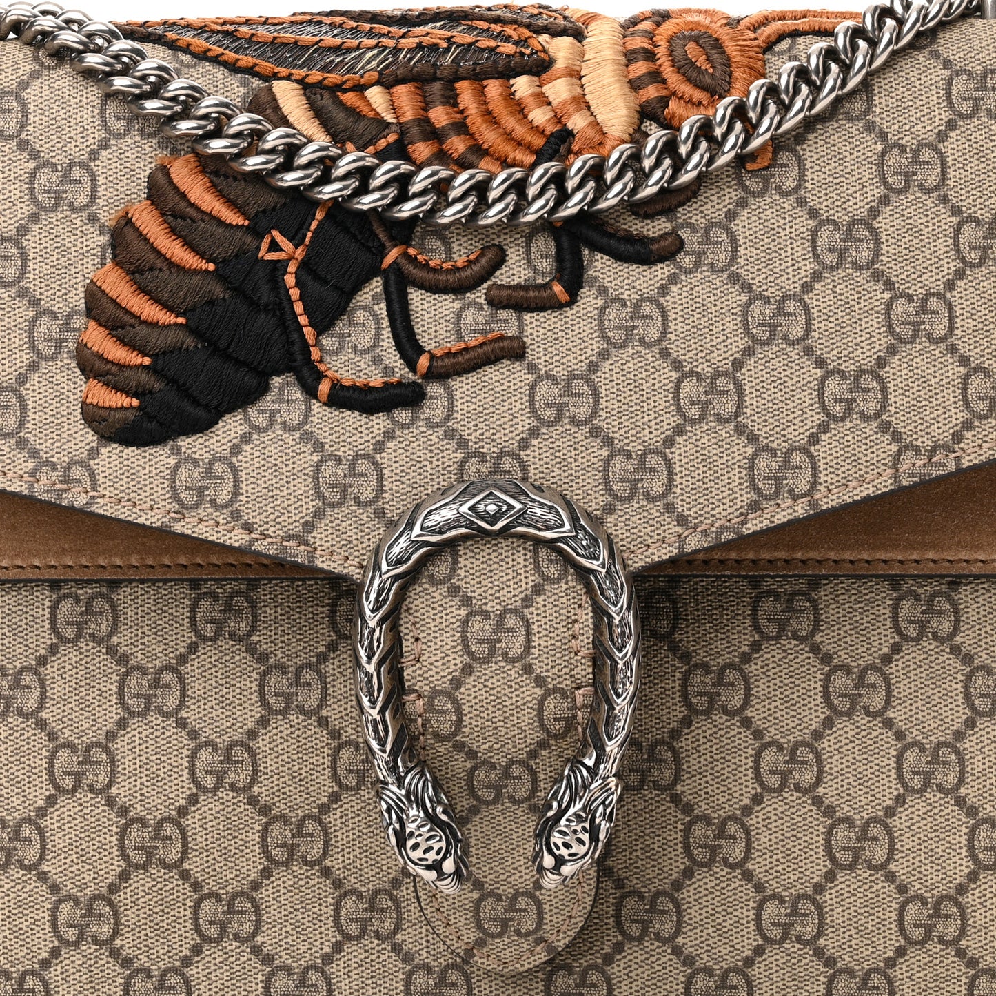 GG Supreme Monogram Bee Embroidered Medium Dionysus Shoulder Bag Taupe