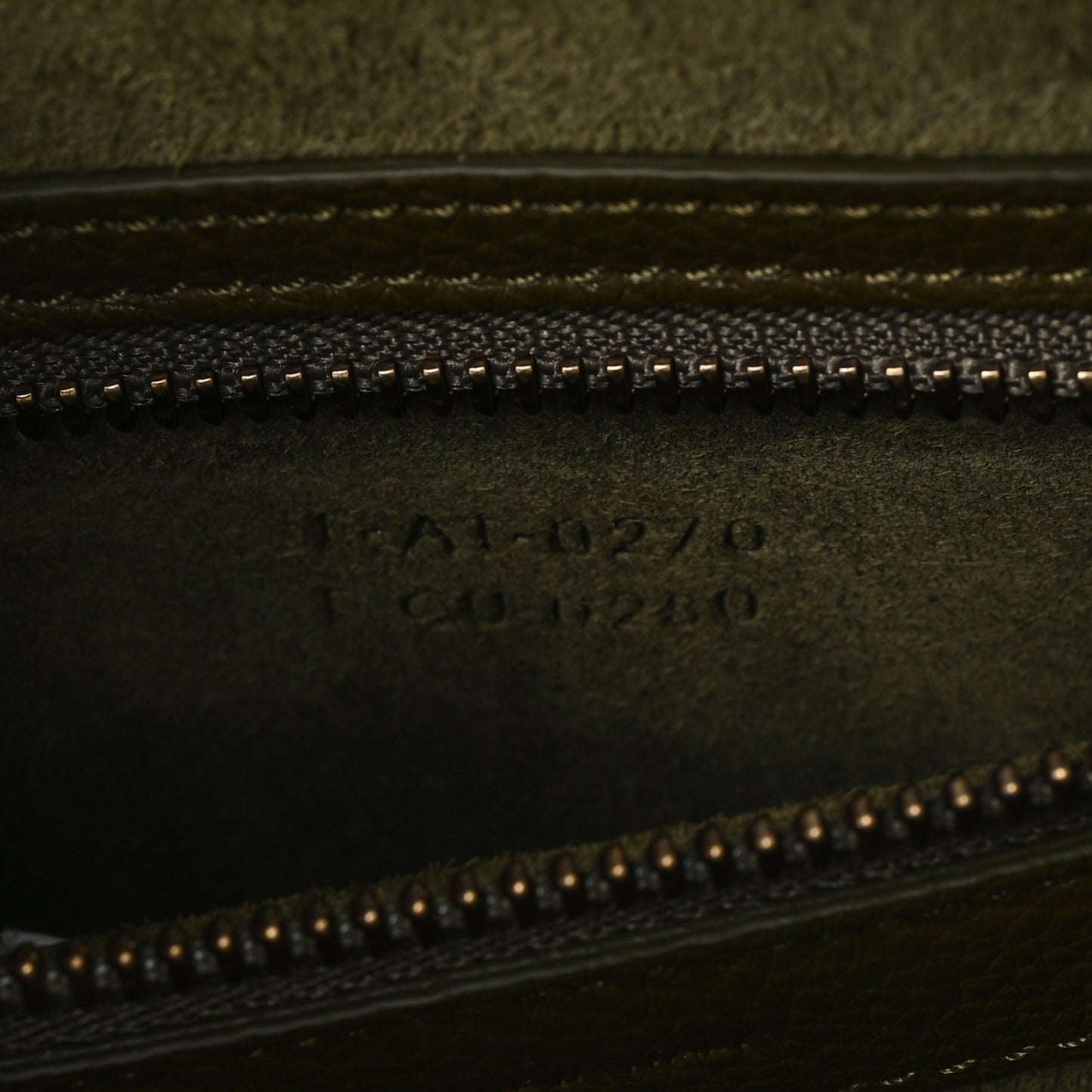 Drummed Calfskin Micro Luggage Dark Olive