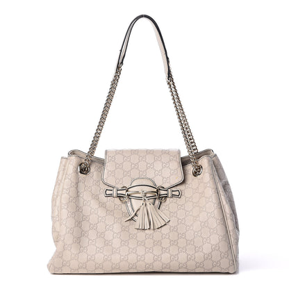 Gucci Guccissima Signature Medium Emily Shoulder Bag Mystic White 1 of 10