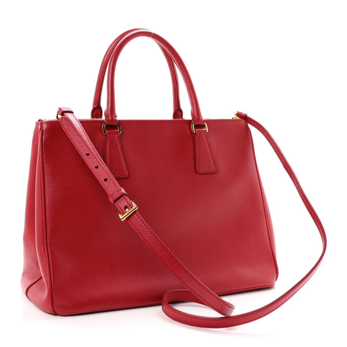 Saffiano Lux Medium Galleria Double Zip Tote Fuoco