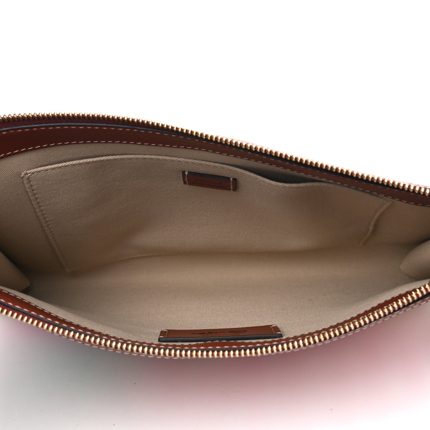 Cotton Calfskin Hope Clutch Sepia Brown