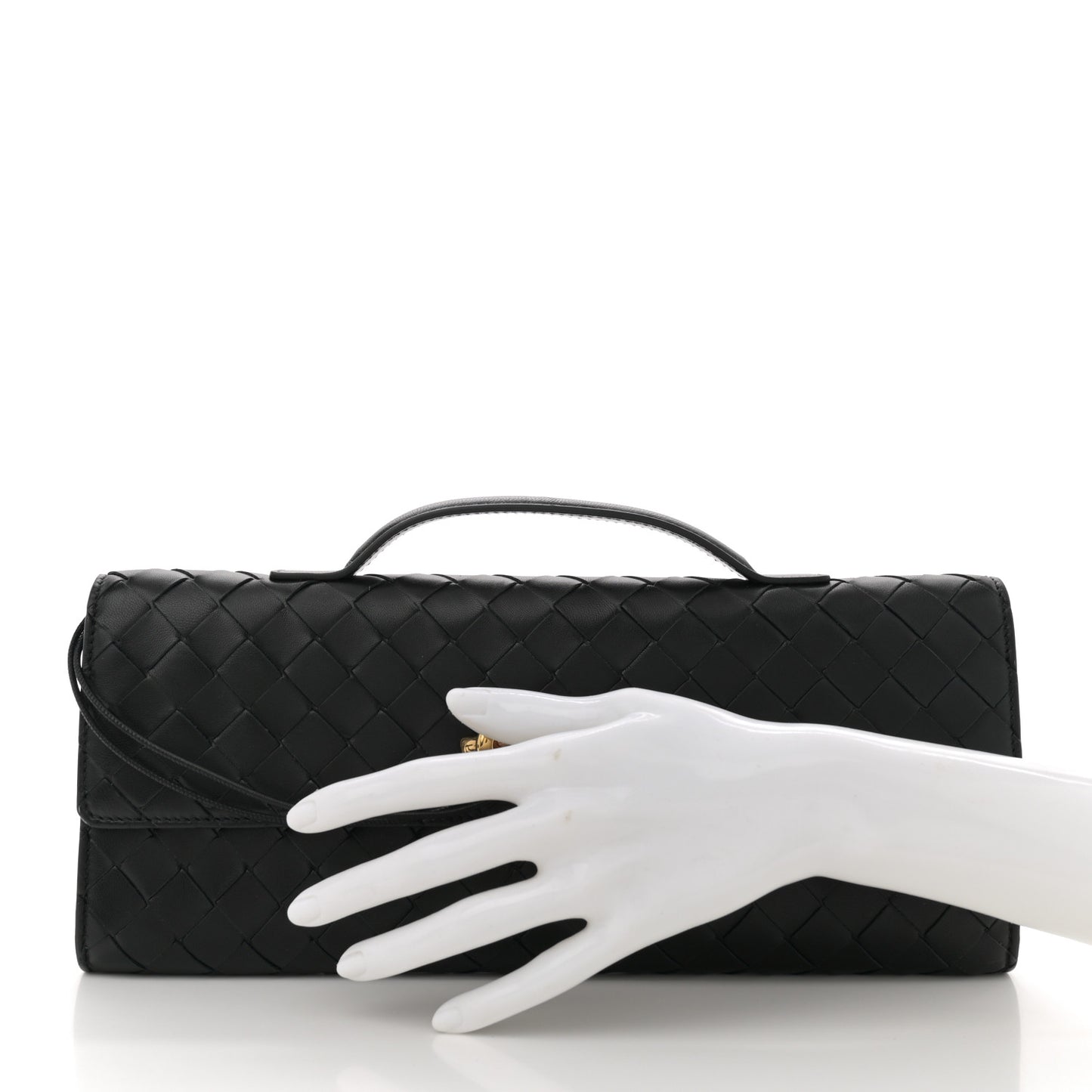 Nappa Intrecciato Long Andiamo Top Handle Clutch Black
