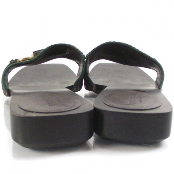 Gucci Black Stripe Wooden Slide Sandals 9 3 of 8