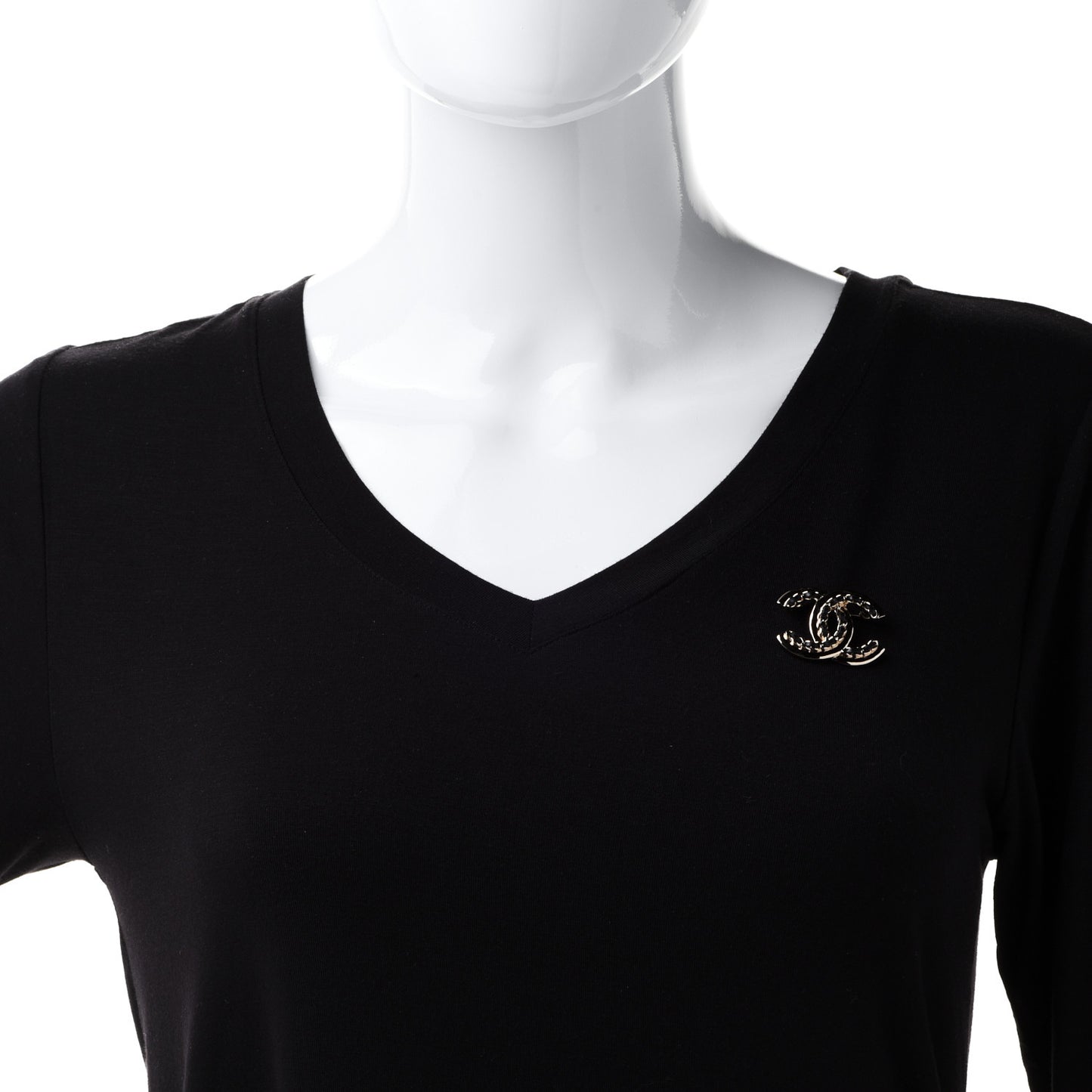 Lambskin Chain CC Chain Brooch Black Gold