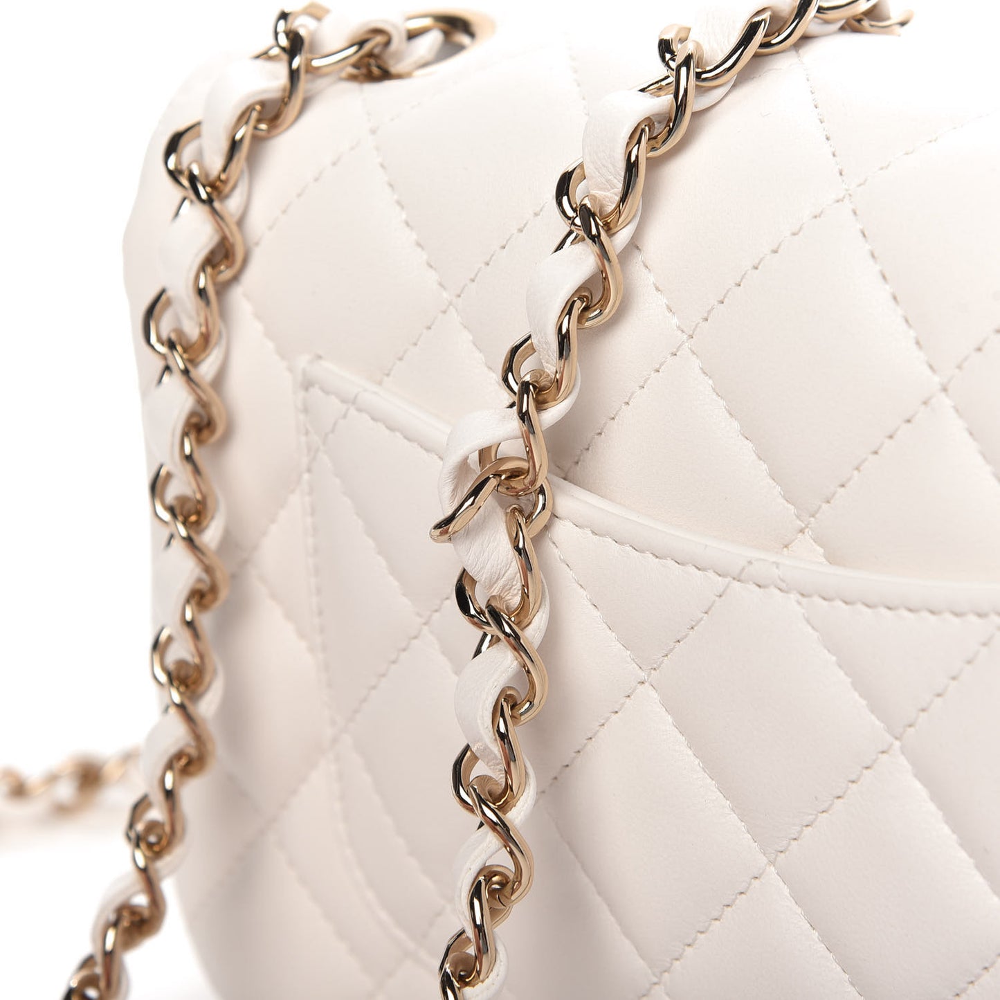 Lambskin Quilted Mini Rectangular Flap White