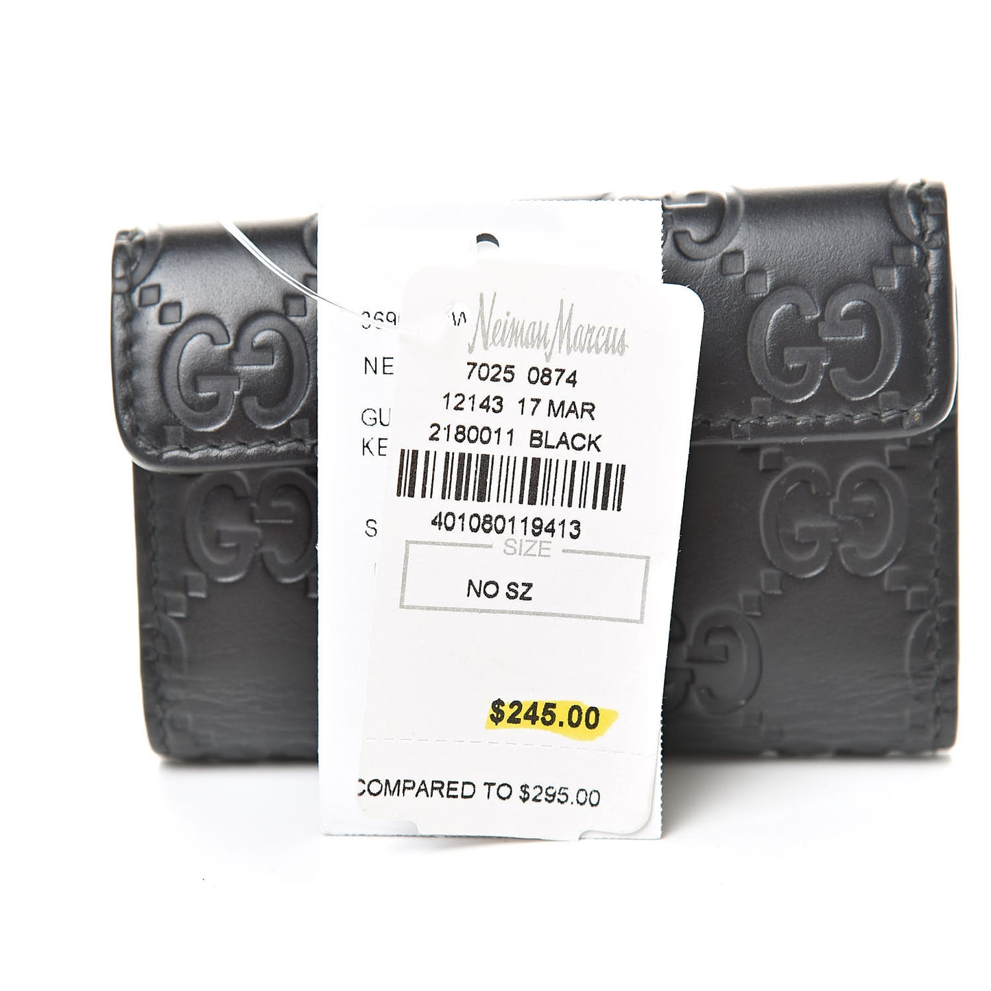 Guccissima Icon Signature 6 Key Holder Case Black