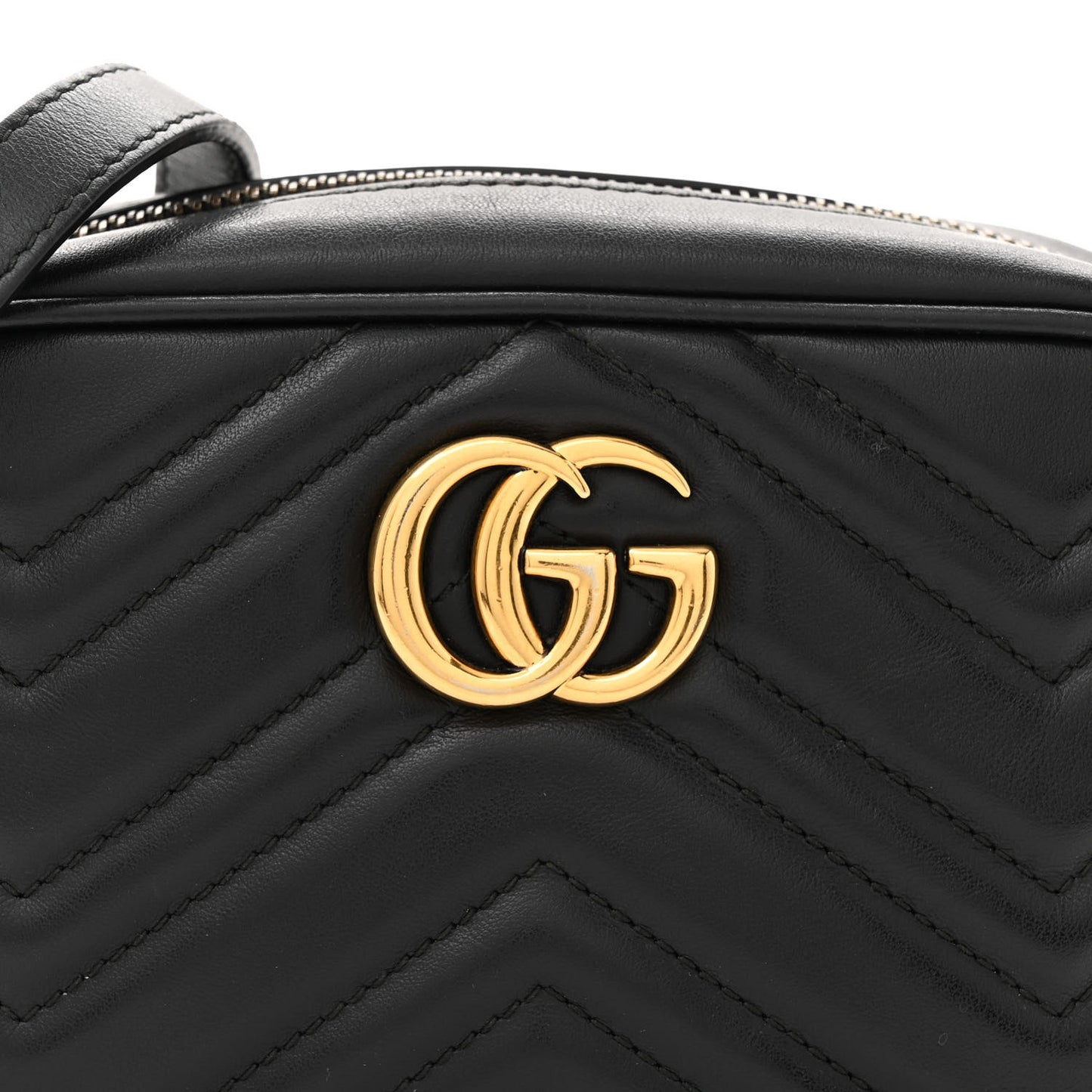 Calfskin Matelasse Mini GG Marmont Chain Shoulder Bag Black