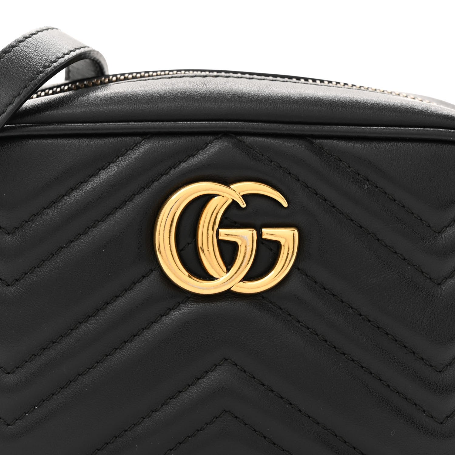 Gucci Calfskin Matelasse Mini GG Marmont Chain Shoulder Bag Black 8 of 11