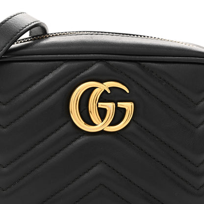 Gucci Calfskin Matelasse Mini GG Marmont Chain Shoulder Bag Black 8 of 11