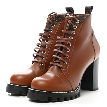 Louis Vuitton Calfskin Monogram Star Trail Ankle Boots 39 Cognac 3 of 8
