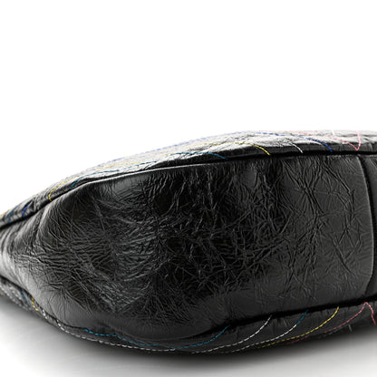 Chanel Glazed Calfskin Chevron Stitched Large 31 Shopping Bag Black Multicolor 8 of 9