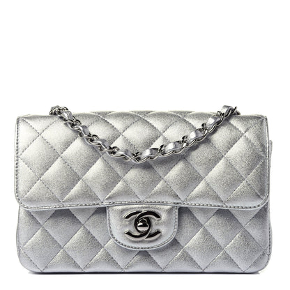 Chanel Metallic Lambskin Quilted Mini Rectangular Flap Silver 1 of 5
