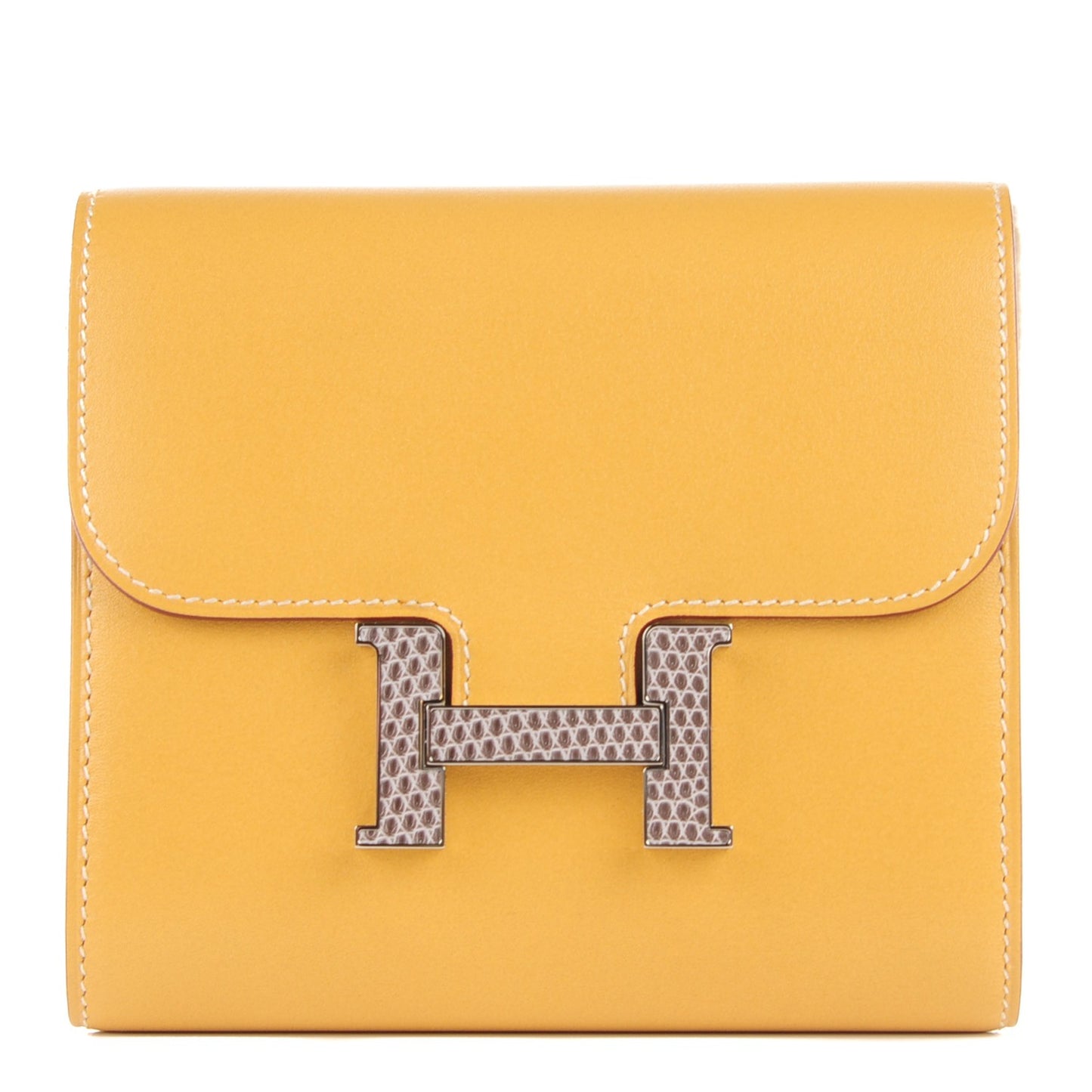 Tadelakt Lizard Constance Short Wallet Paille Ficelle