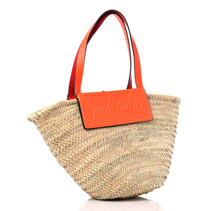 Christian Louboutin Woven Straw Loubishore Tote Sunrise 3 of 10