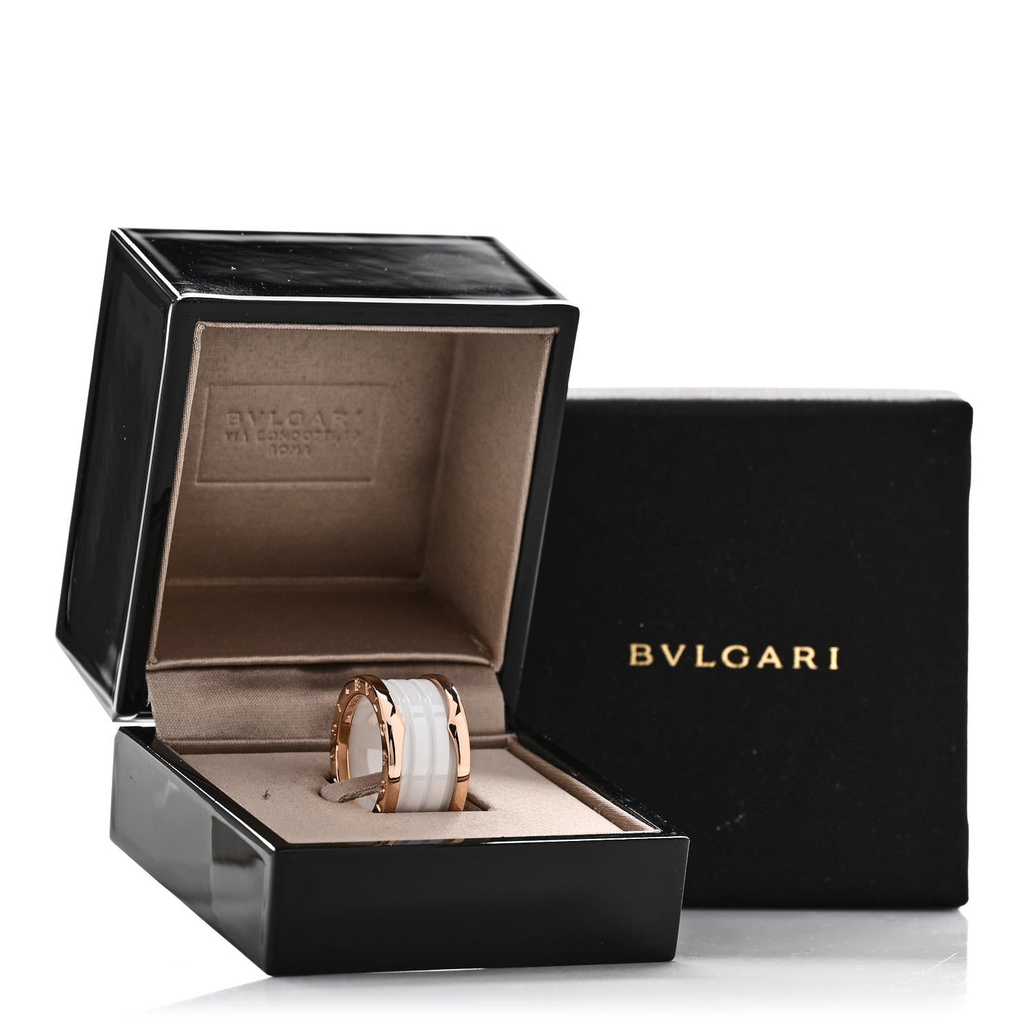 Bulgari 18K Rose Gold White Ceramic B.Zero1 Four-Band Ring 53 6.5 6 of 6