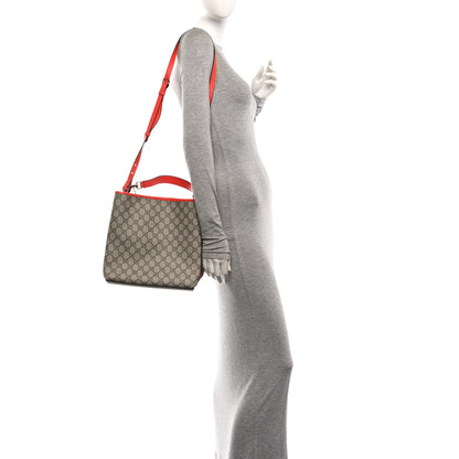 Gucci GG Supreme Monogram Medium Emblem Bucket Bag Beige Orange 2 of 9