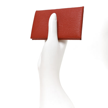 Hermes Chevre Mysore Calvi Card Case Brique 2 of 8