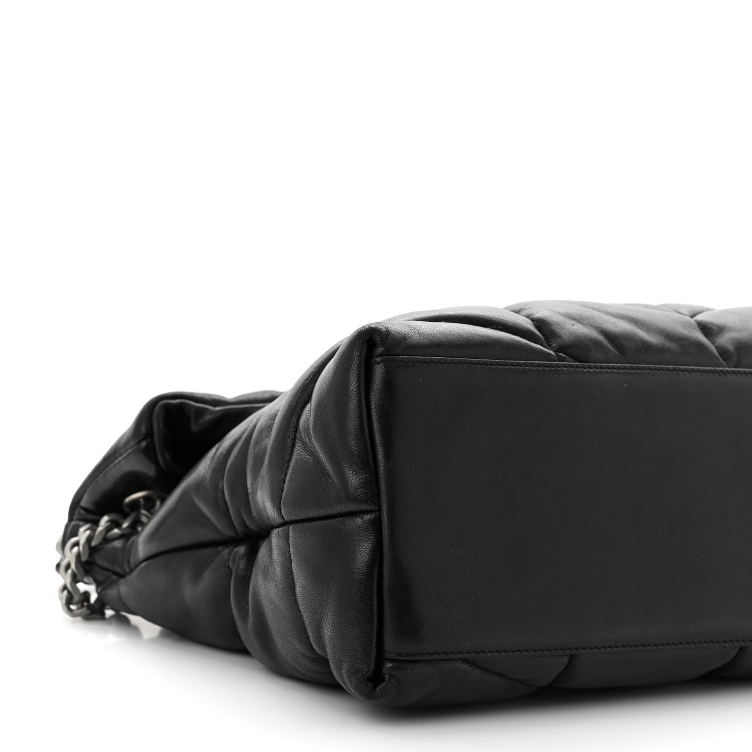 Saint Laurent Lambskin Quilted Medium Loulou Puffer Monogram Chain Satchel Black 9 of 10