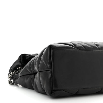 Saint Laurent Lambskin Quilted Medium Loulou Puffer Monogram Chain Satchel Black 9 of 10