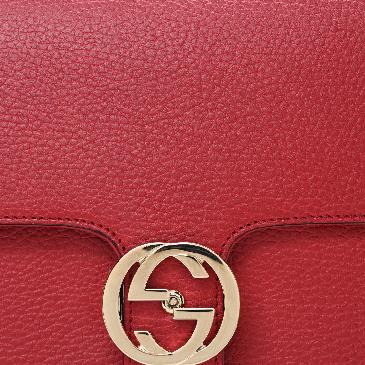 Gucci Dollar Calfskin Medium Interlocking G Top Handle Shoulder Bag Red 8 of 10
