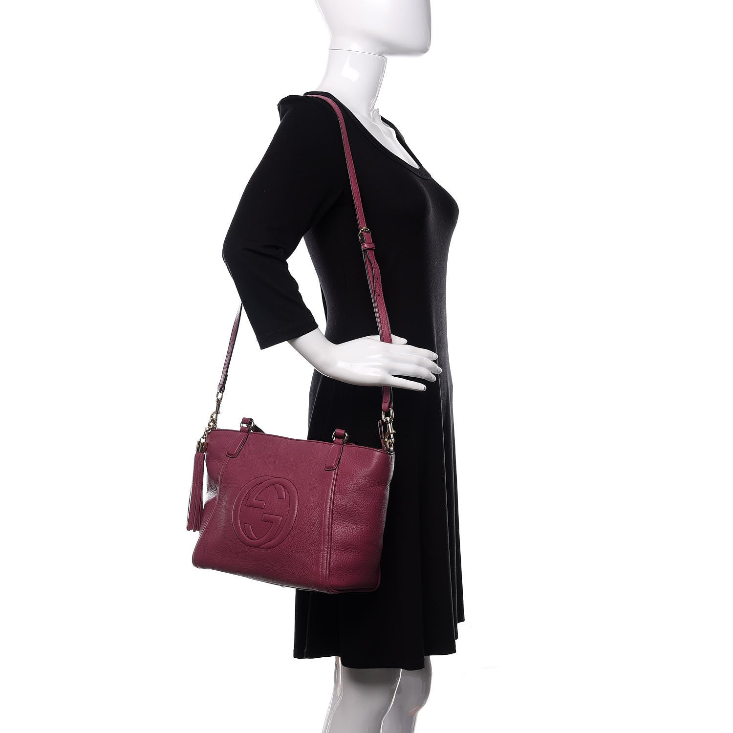 Gucci Pebbled Calfskin Small Soho Top Handle Bag Peonia Flower 3 of 20