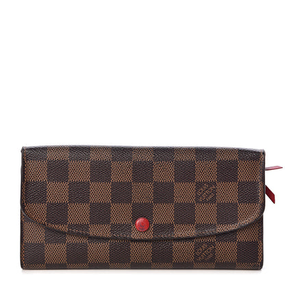 Louis Vuitton Damier Ebene Emilie Wallet Red 1 of 13